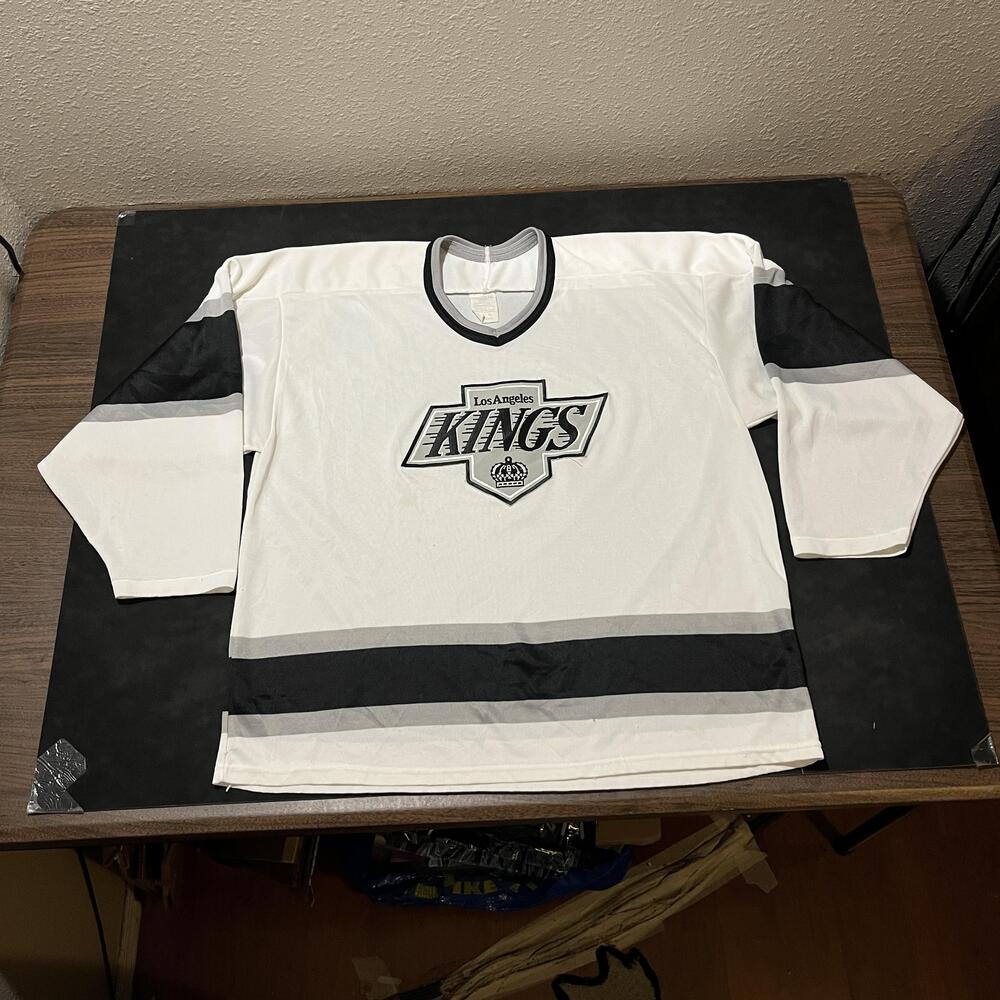 Vintage Los Angeles Kings Jersey Mens XL White Black NHL Hockey Made USA 90s